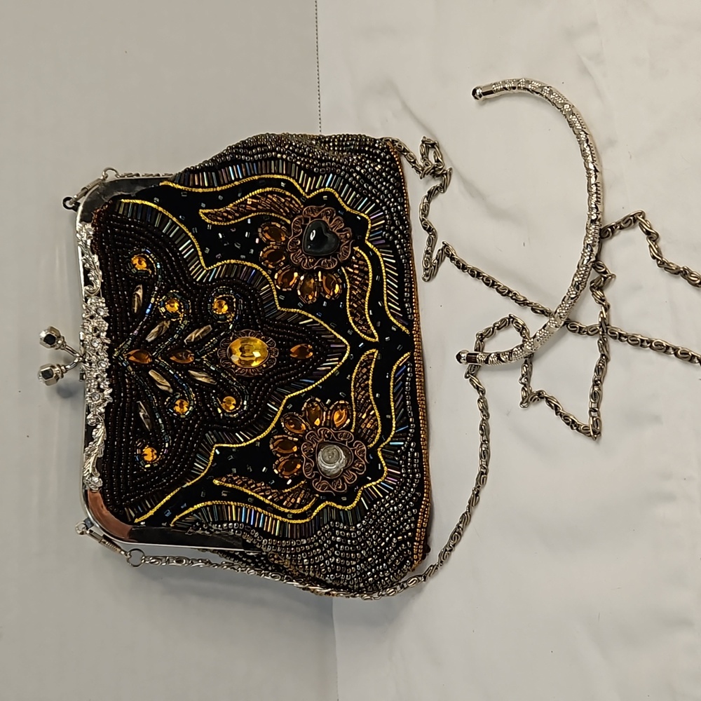 Beaded Black Clutch
